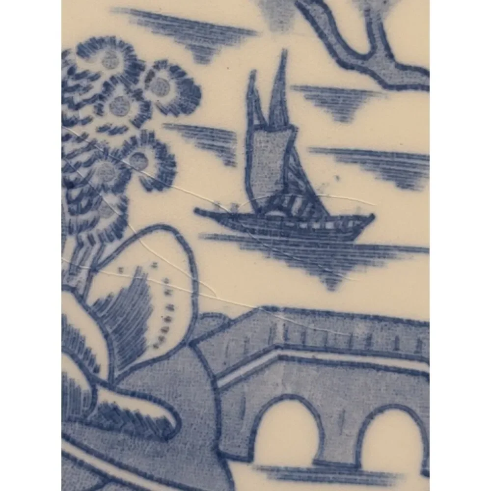 Woods Ware Enoch Ralph Canton Plate Blue‎ White Asian Inspired Decor